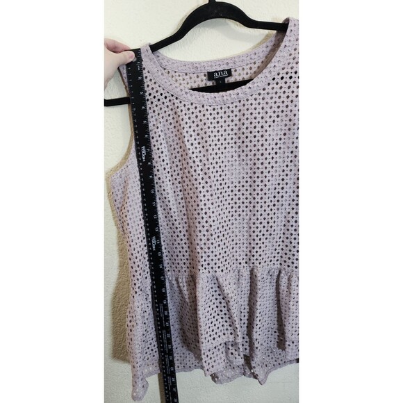 a.n.a Top Women's L Large Mauve Purple Eyelet Lace Peplum Sleeveless Blouse Boho - Picture 3 of 7